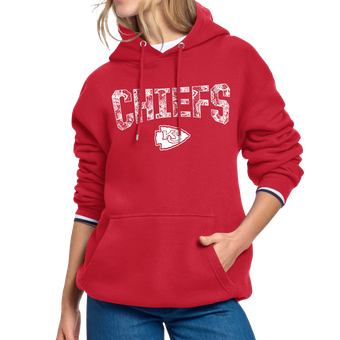 Women's Starter Red Kansas City Chiefs Lace Team Lockup Fleece Hoodie