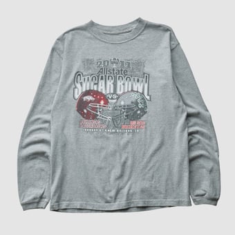 Sugar Bowl Pro Edge 2011 Long Sleeve T-shirt - Heather Gray - S by Fanatics Real Vintage