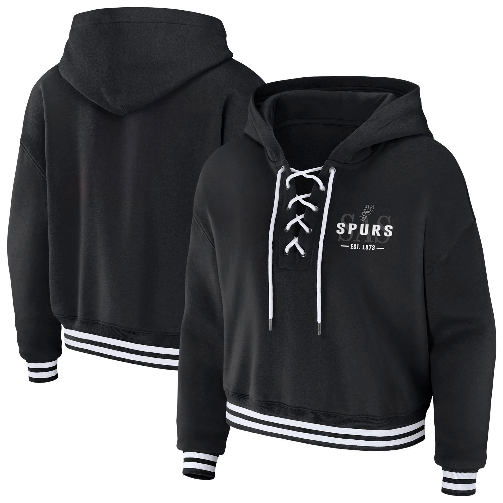 Women's WEAR by Erin Andrews  Black San Antonio Spurs Lace Up Hoodie