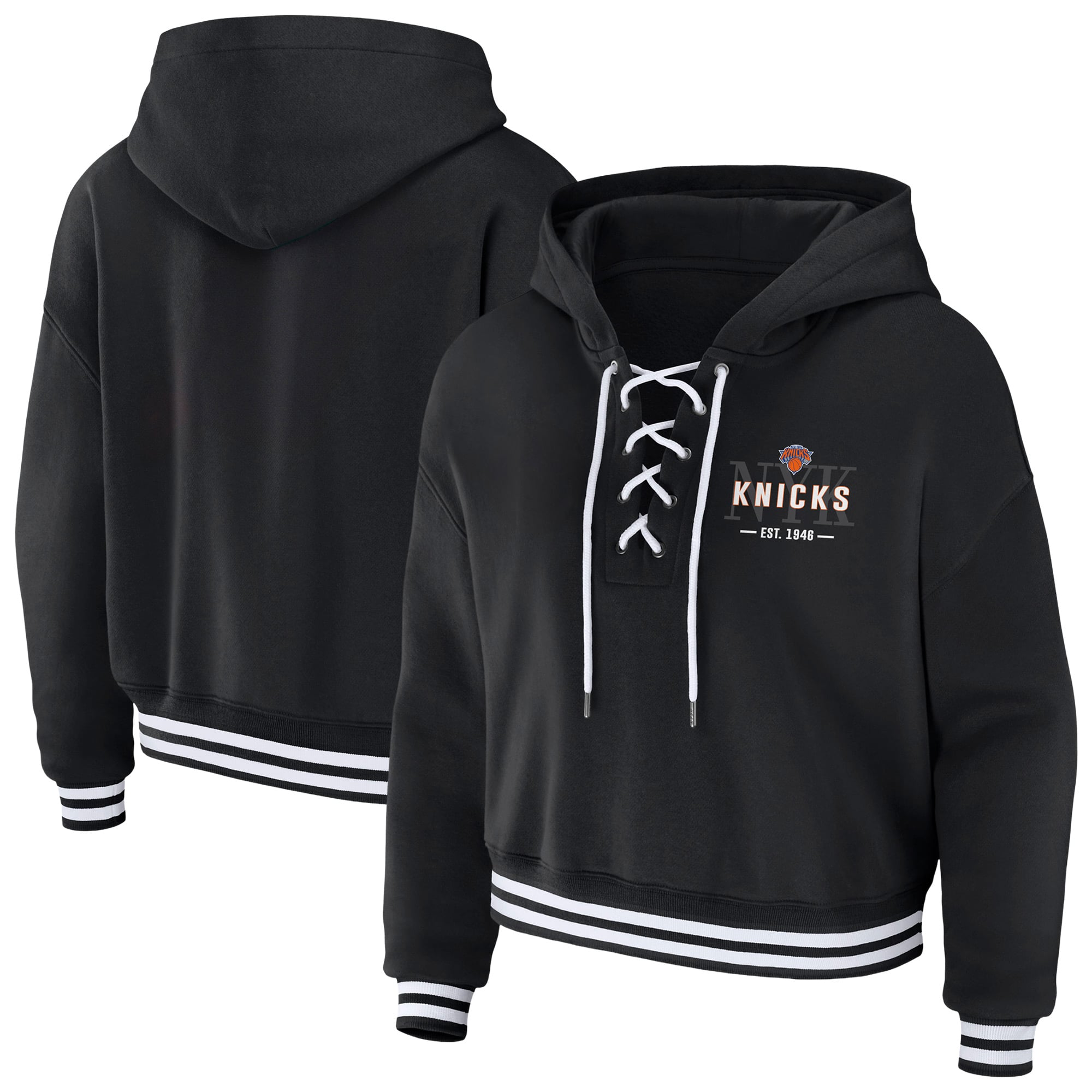 Women's WEAR by Erin Andrews  Black New York Knicks Lace Up Hoodie