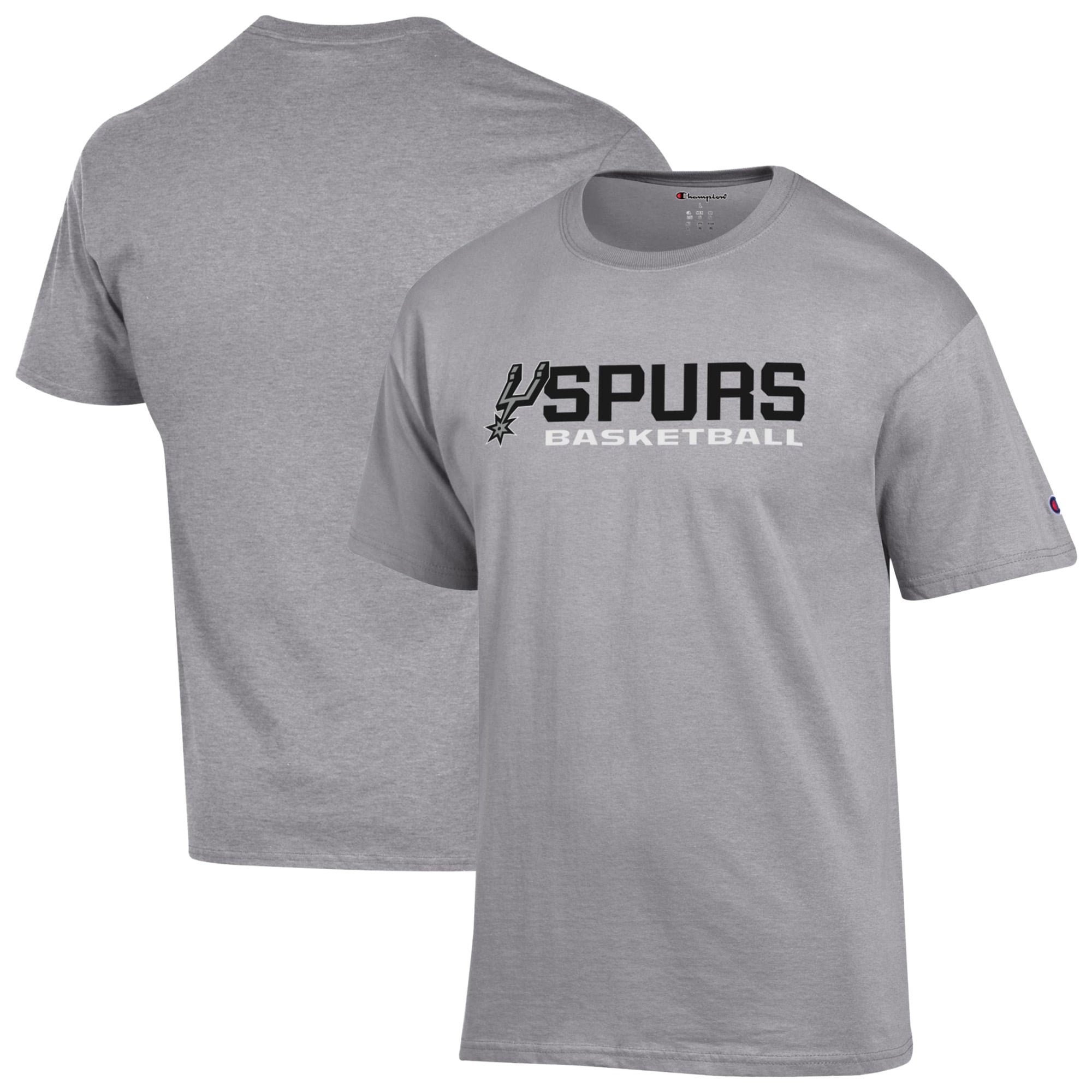 Men's Champion Gray San Antonio Spurs Basketball Jersey Cotton T-Shirt
