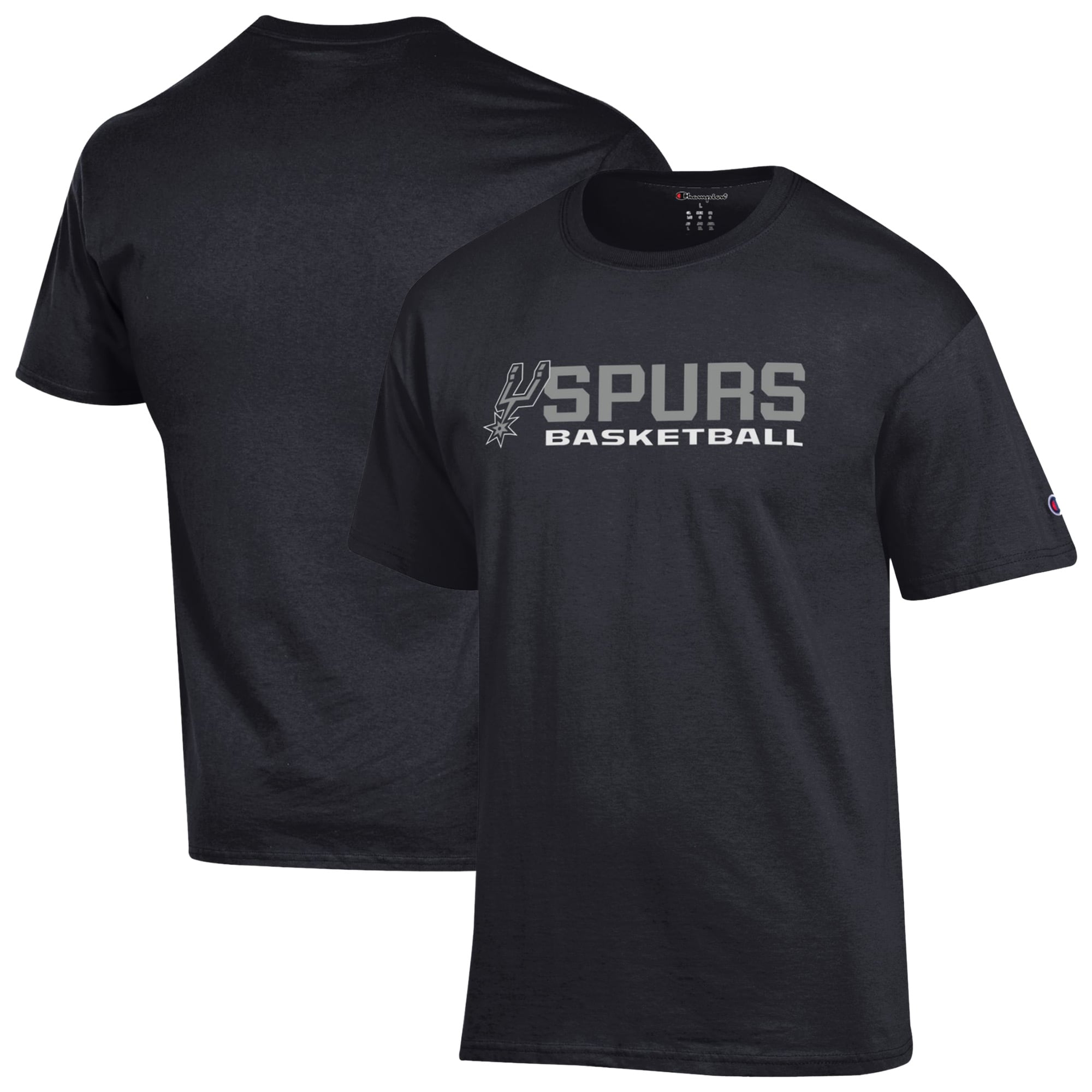 Men's Champion Black San Antonio Spurs Basketball Jersey Cotton T-Shirt