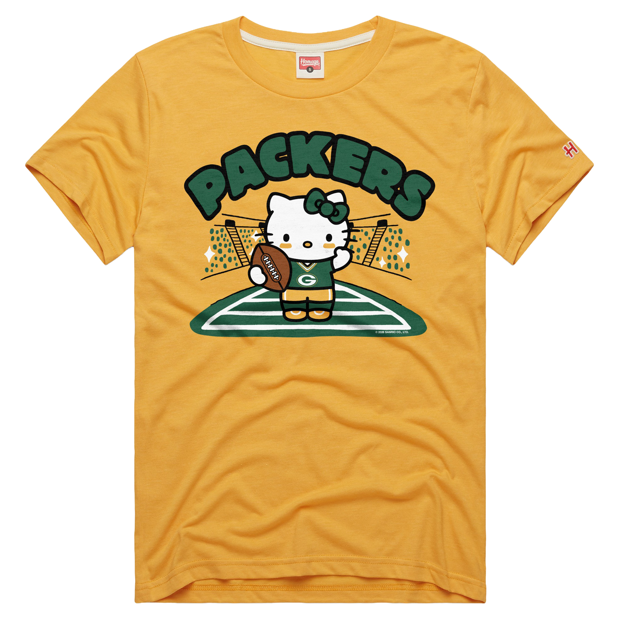 Homage Men's Gold Green Bay Packers X Hello Kitty Triblend T-Shirt - Gold