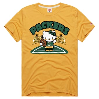 Unisex Homage Gold Green Bay Packers x Hello Kitty Tri-Blend T-Shirt