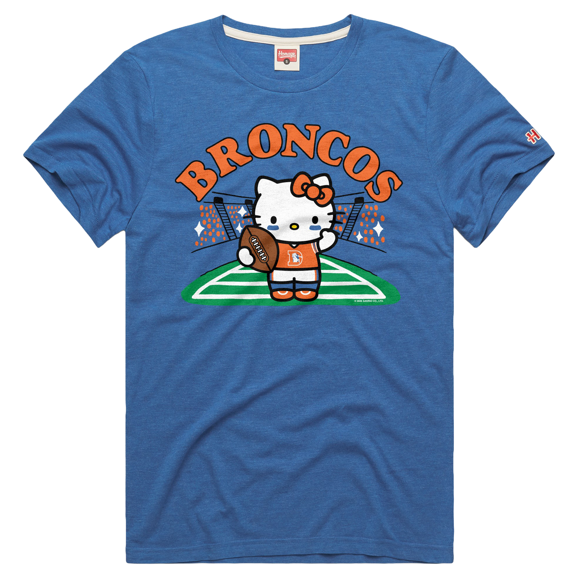 Men's and Women's Homage Blue Denver Broncos X Hello Kitty Triblend T-Shirt - Blue