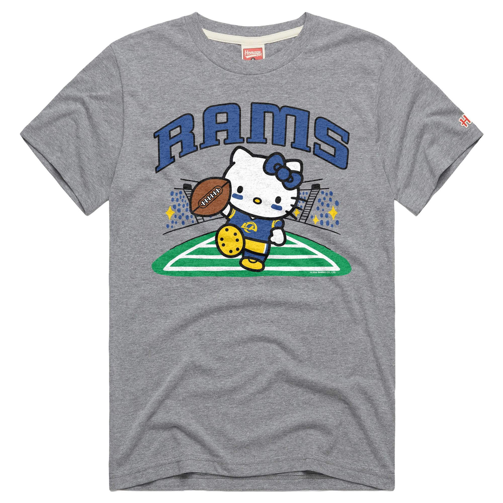 Homage Men's Gray Los Angeles Rams X Hello Kitty Triblend T-Shirt - Gray