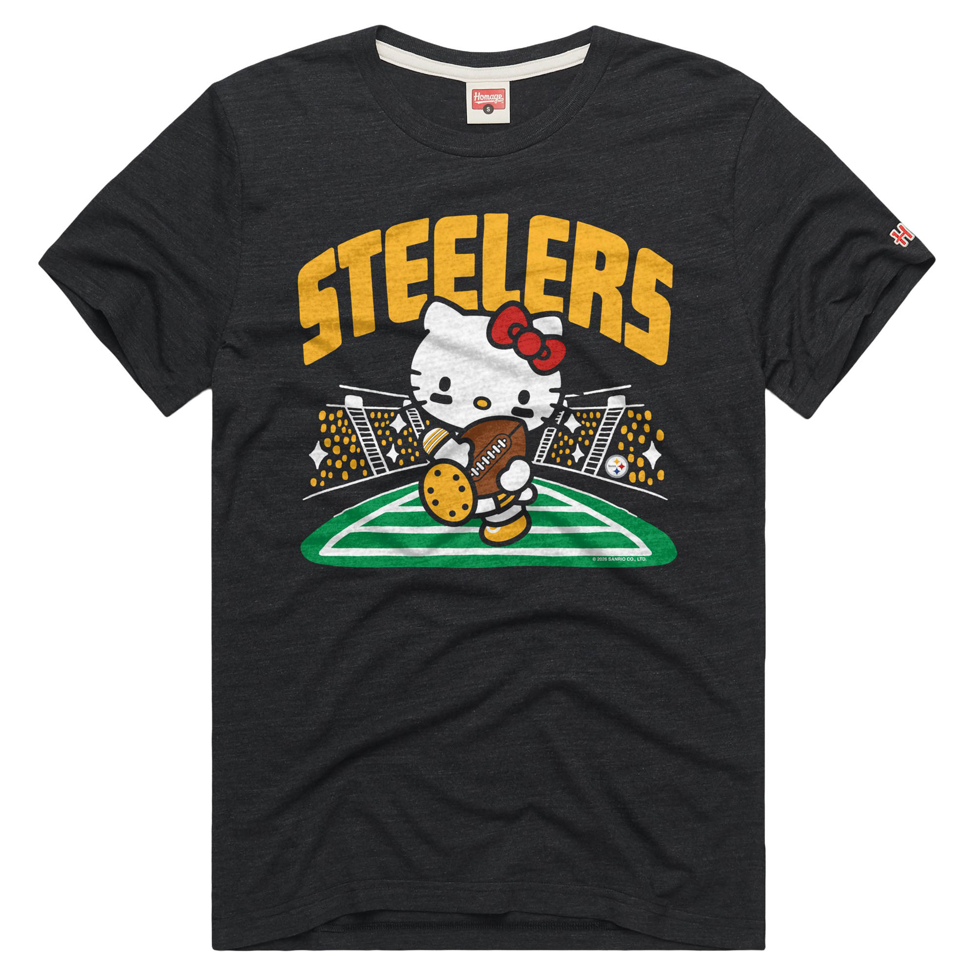 Homage Men's Charcoal Pittsburgh Steelers X Hello Kitty Triblend T-Shirt - Charcoal