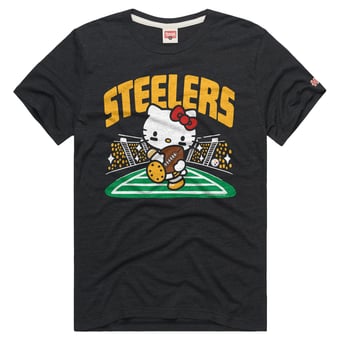 Unisex Homage Charcoal Pittsburgh Steelers x Hello Kitty Tri-Blend T-Shirt