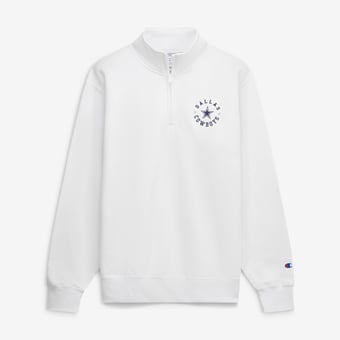 Men's Champion White Dallas Cowboys Powerblend Quarter-Zip Pullover