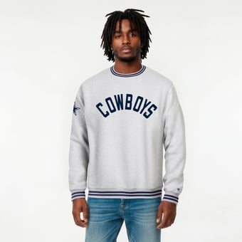 Men's Champion  Heather Gray/Navy Dallas Cowboys Reverse Weave Yarn Dye Sweatshirt