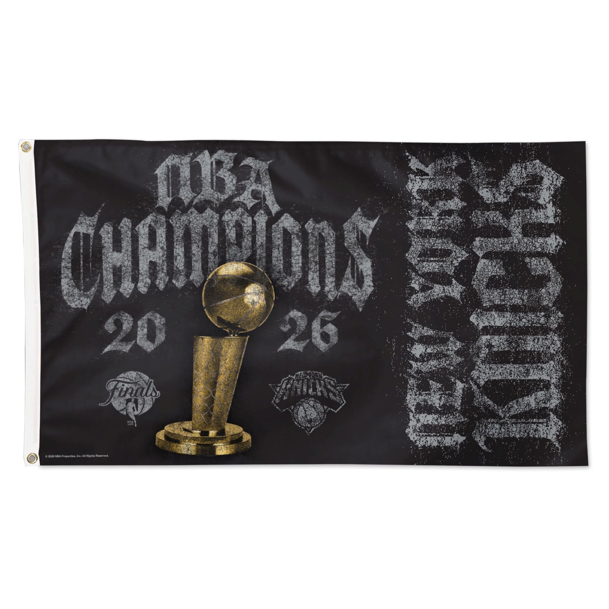 Drapeau officiel de luxe 3x5 (7,6 x 15,2 cm) des New York Knicks, champions des finales NBA 2026, pour la célébration sur le terrain et dans - No