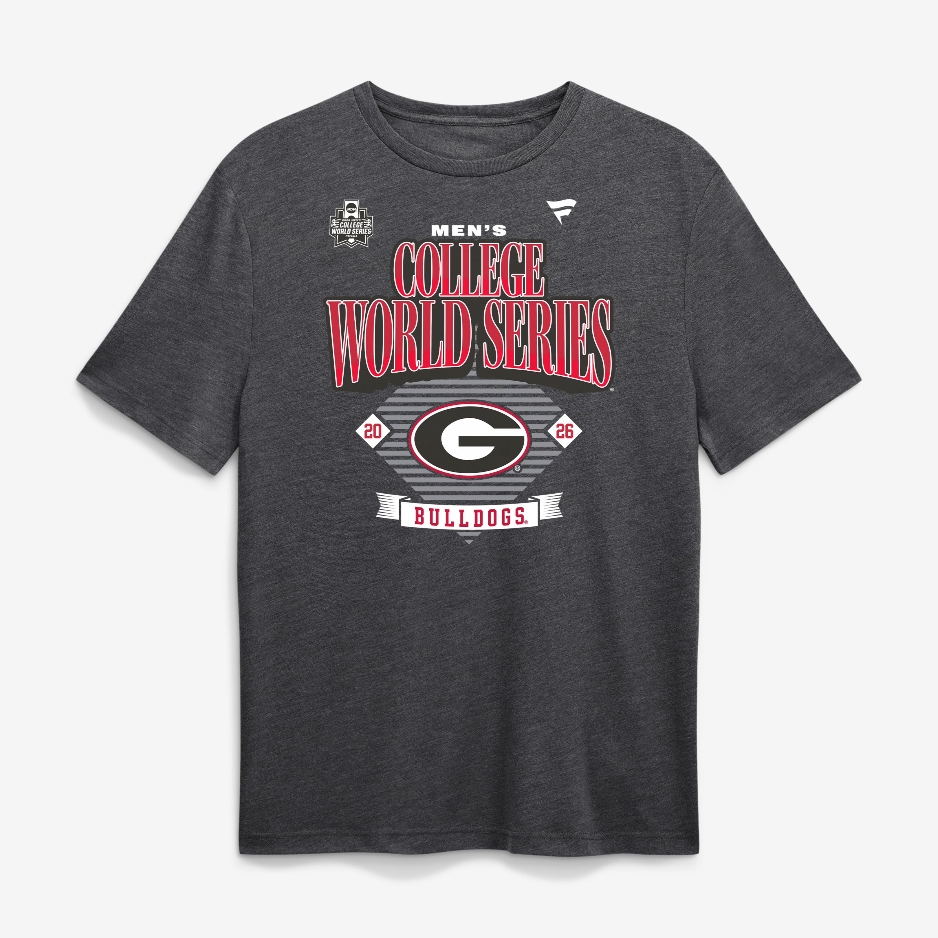 Men's  Charcoal Georgia Bulldogs 2026 NCAA Baseball Men's College World Series Pitch Pulse Tri-Blend T-Shirt