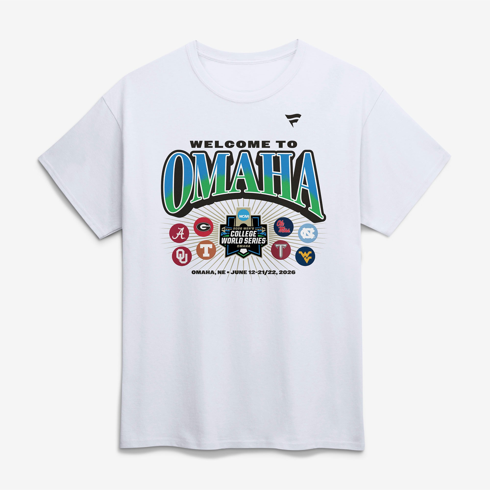 Men's  White 2026 NCAA Baseball Men's College World Series Game Run T-Shirt