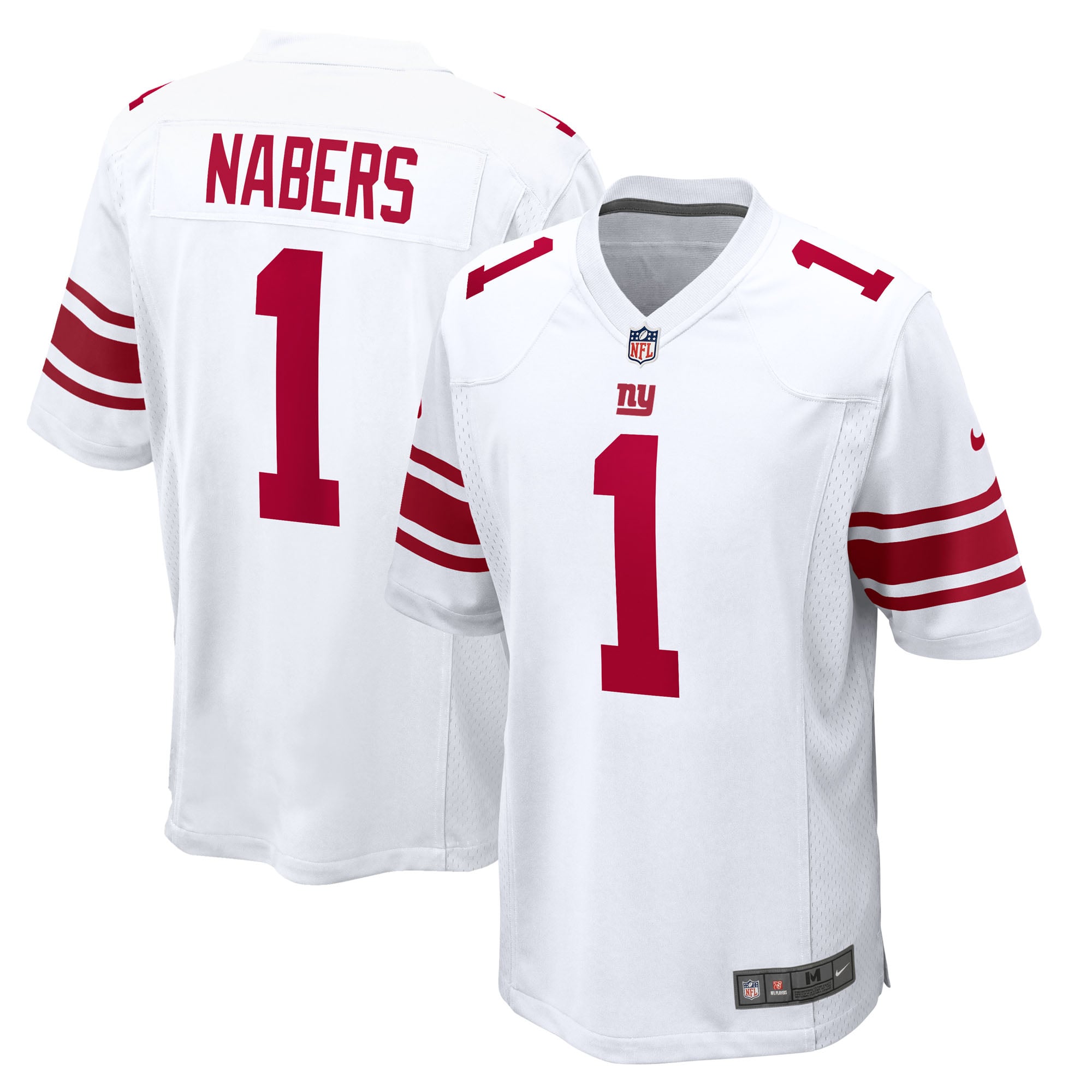 New York Giants Nike Game Road Jersey - White - Malik Nabers - Mens