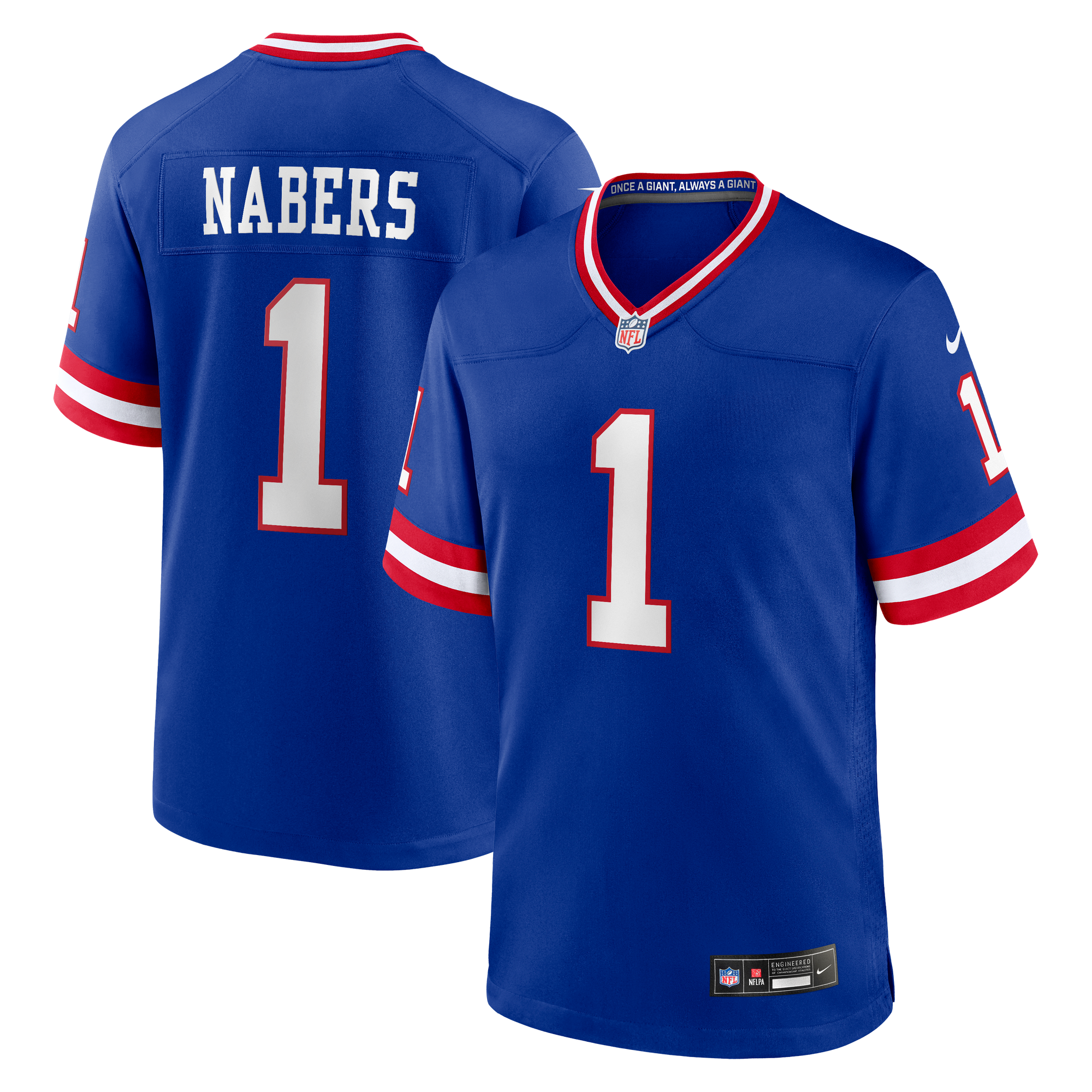 New York Giants Nike Game Secondary Alternate Jersey - Royal - Malik Nabers - Mens