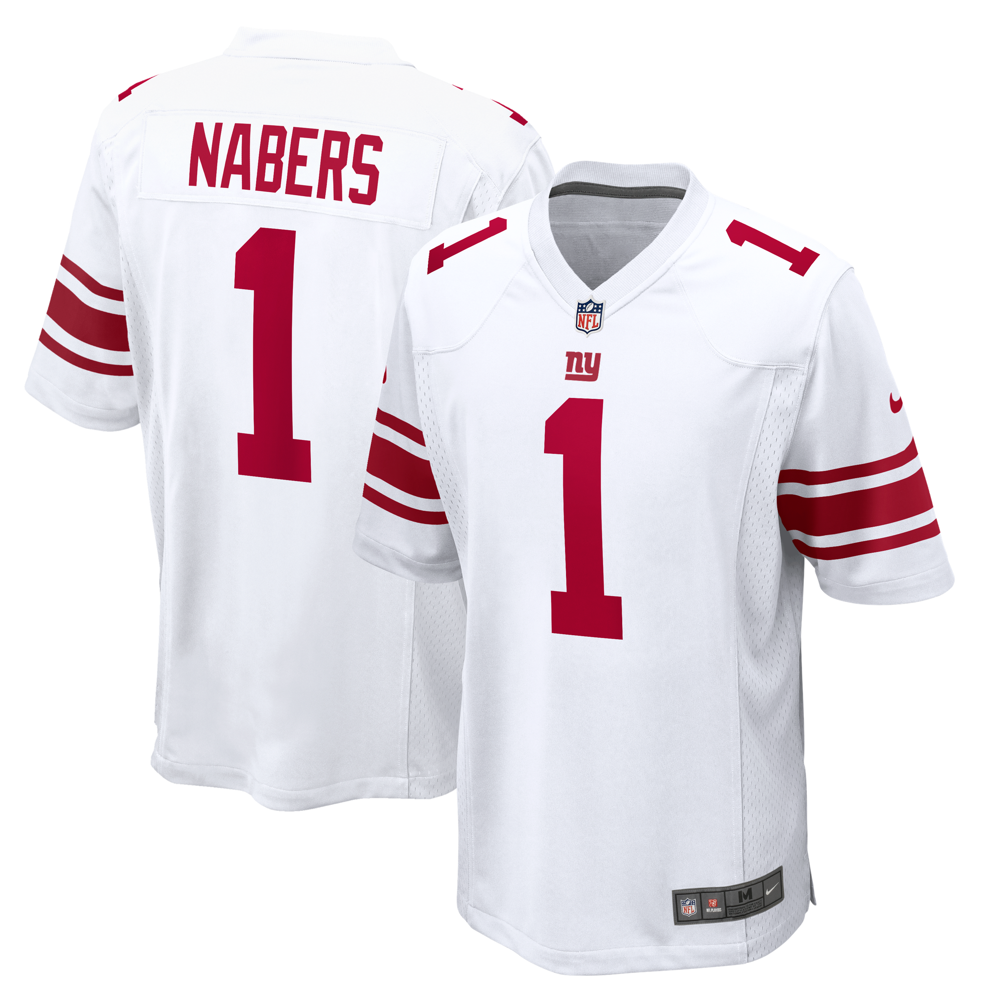 New York Giants Nike Game Road Jersey - White - Malik Nabers - Youth