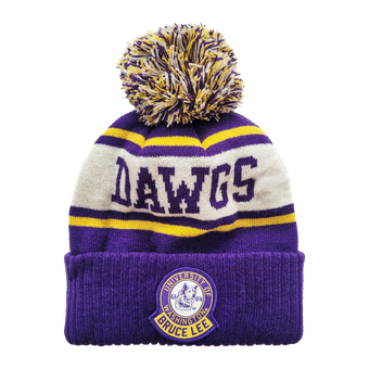 Unisex Roots of Fight x Bruce Lee x Washington Huskies Purple Dawgs Cuffed Knit Hat with Pom