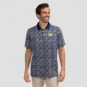Men's Smith & Quinn Navy Michigan Wolverines Poppies Teddy Polo