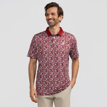 Men's Smith & Quinn Crimson Alabama Crimson Tide Poppies Teddy Polo