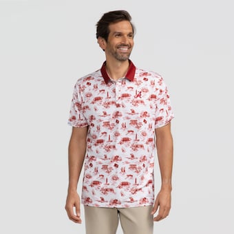 Men's Smith & Quinn White Alabama Crimson Tide Toile Teddy Polo