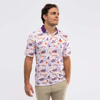 Men's Smith & Quinn White Clemson Tigers Toile Teddy Polo