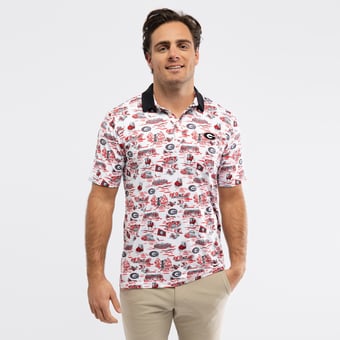 Men's Smith & Quinn White Georgia Bulldogs Toile Teddy Polo