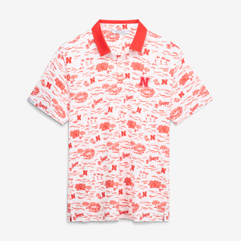 Men's Smith & Quinn White Nebraska Huskers Toile Teddy Polo
