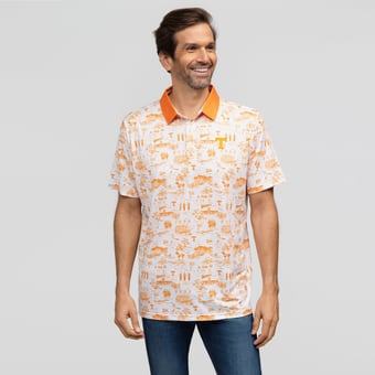 Men's Smith & Quinn White Tennessee Volunteers Toile Teddy Polo
