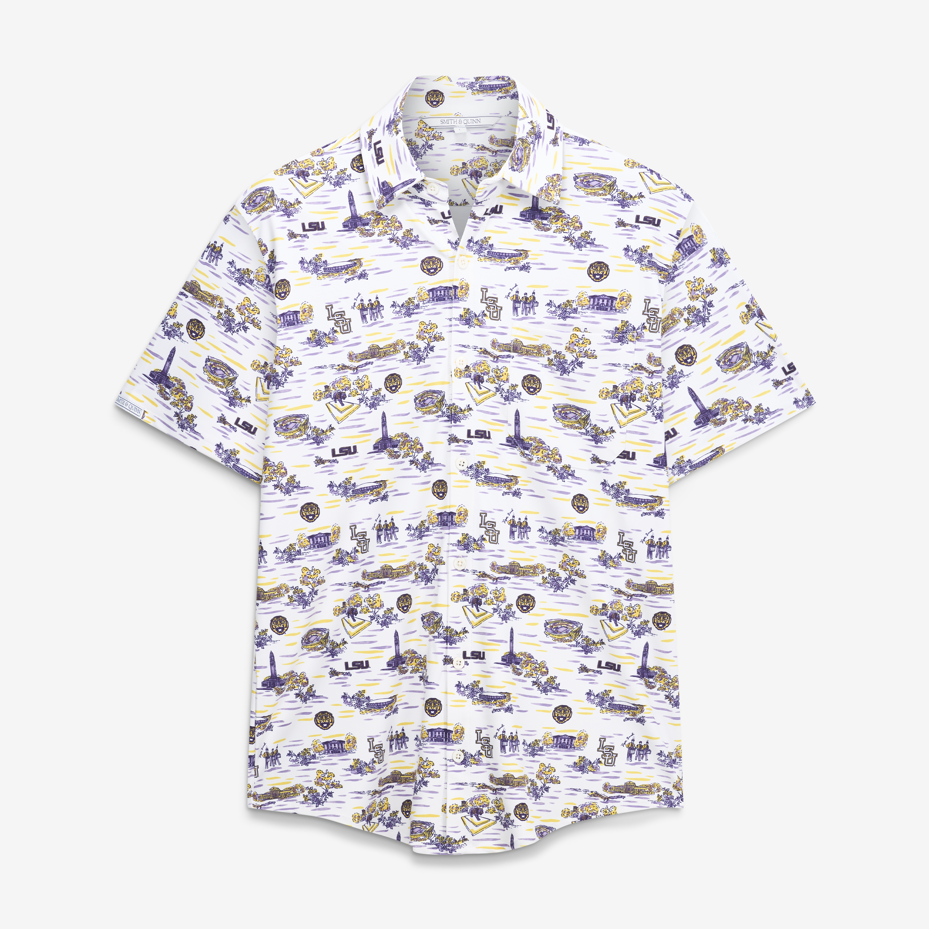 Men's Smith & Quinn White LSU Tigers Toile Boatyard Button-Up Shirt