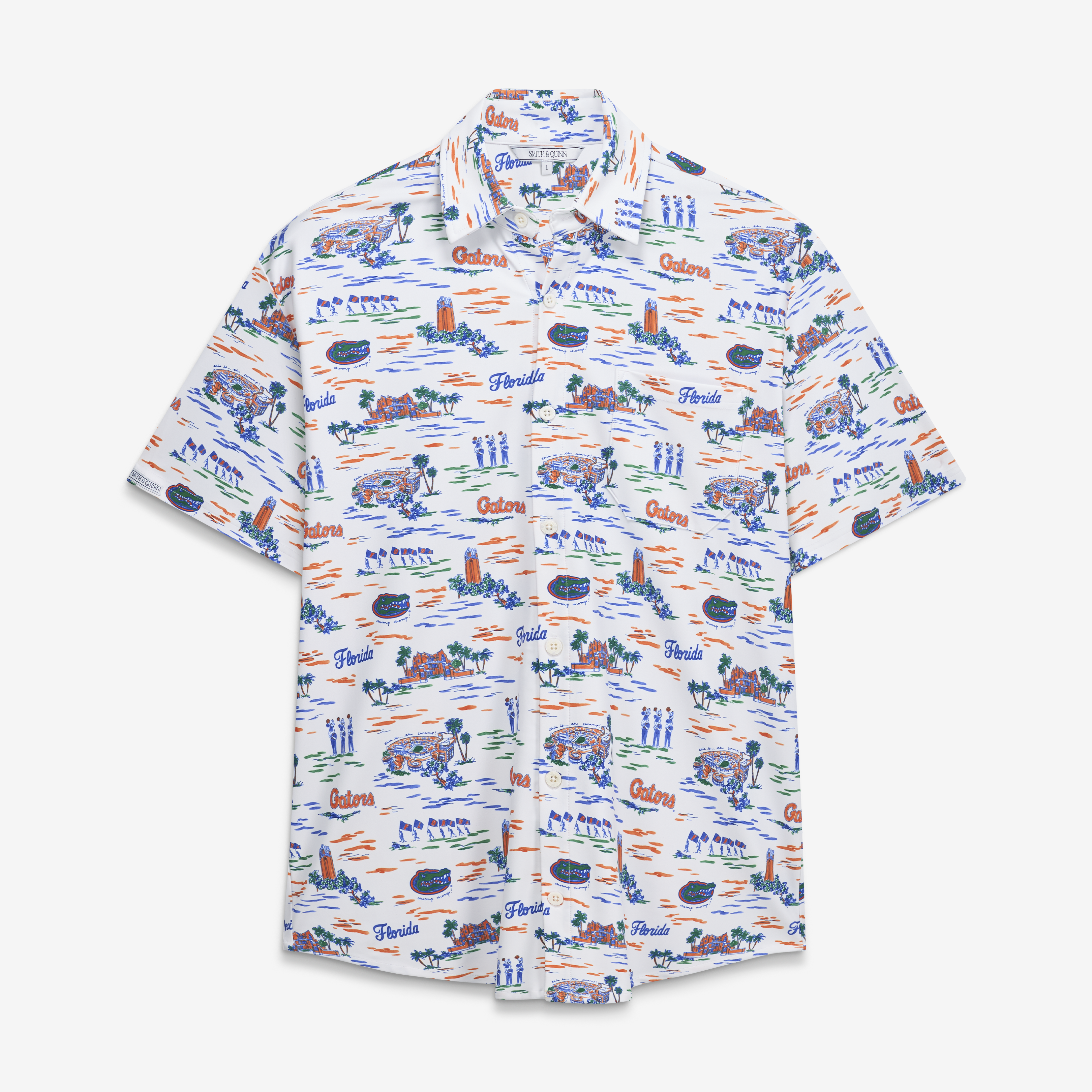 Men's Smith & Quinn White Florida Gators Toile Boatyard Button-Up Shirt