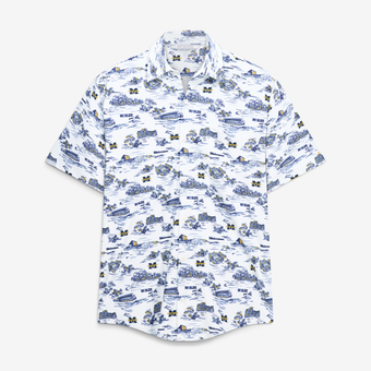 Men's Smith & Quinn White Michigan Wolverines Toile Boatyard Button-Up Shirt