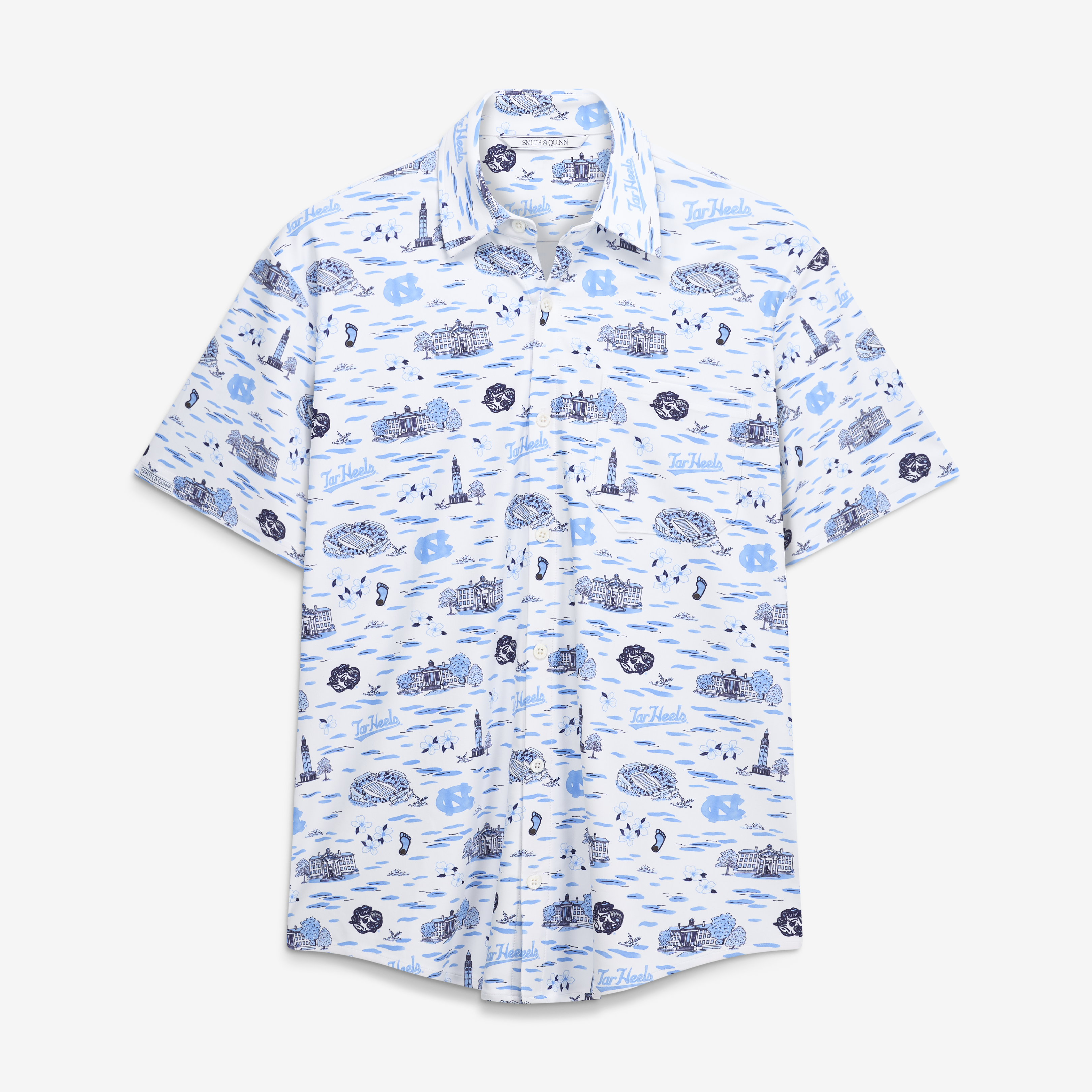 Men's Smith & Quinn White North Carolina Tar Heels Toile Boatyard Button-Up Shirt