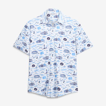 Men's Smith & Quinn White North Carolina Tar Heels Toile Boatyard Button-Up Shirt