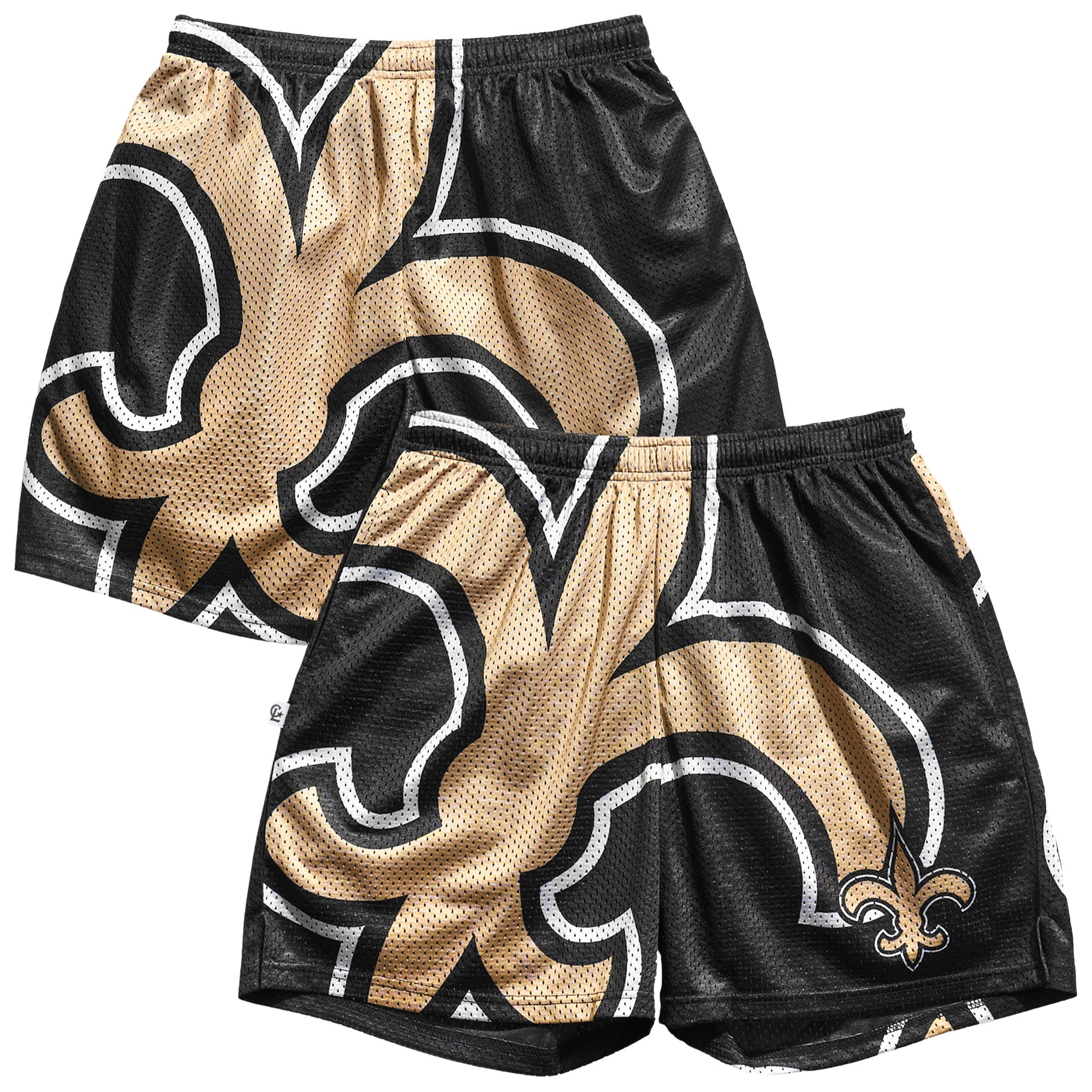 Men's Chalk Line Black New Orleans Saints Big Logo Retro Shorts