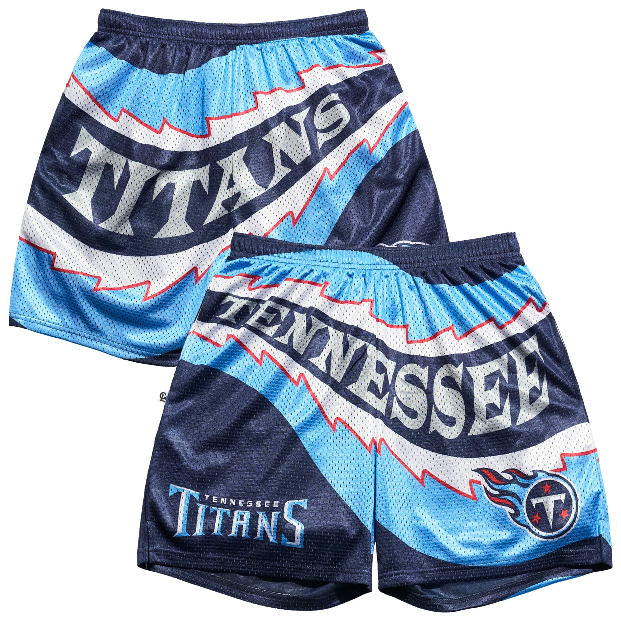 Men's Chalk Line Navy Tennessee Titans Saw Blade Retro Shorts