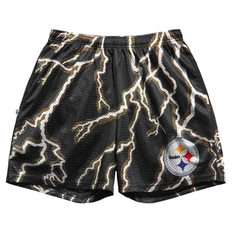 Men's Chalk Line Black Pittsburgh Steelers Lightning Retro Shorts