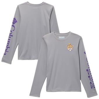 Youth Columbia  Gray LSU Tigers Terminal Tackle Long Sleeve T-Shirt