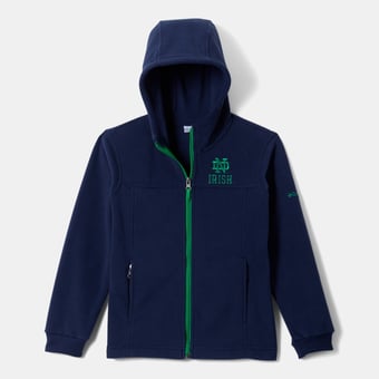 Youth Columbia  Blue Notre Dame Fighting Irish Flanker Fleece Full-Zip Hoodie