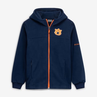 Youth Columbia  Blue Auburn Tigers Flanker Fleece Full-Zip Hoodie