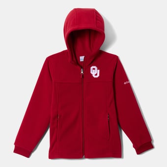 Youth Columbia  Crimson Oklahoma Sooners Flanker Fleece Full-Zip Hoodie