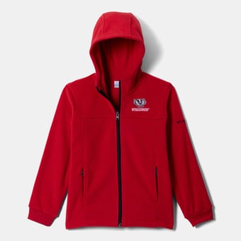 Youth Columbia  Red Wisconsin Badgers Flanker Fleece Full-Zip Hoodie