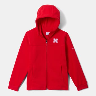 Youth Columbia  Scarlet Nebraska Huskers Flanker Fleece Full-Zip Hoodie