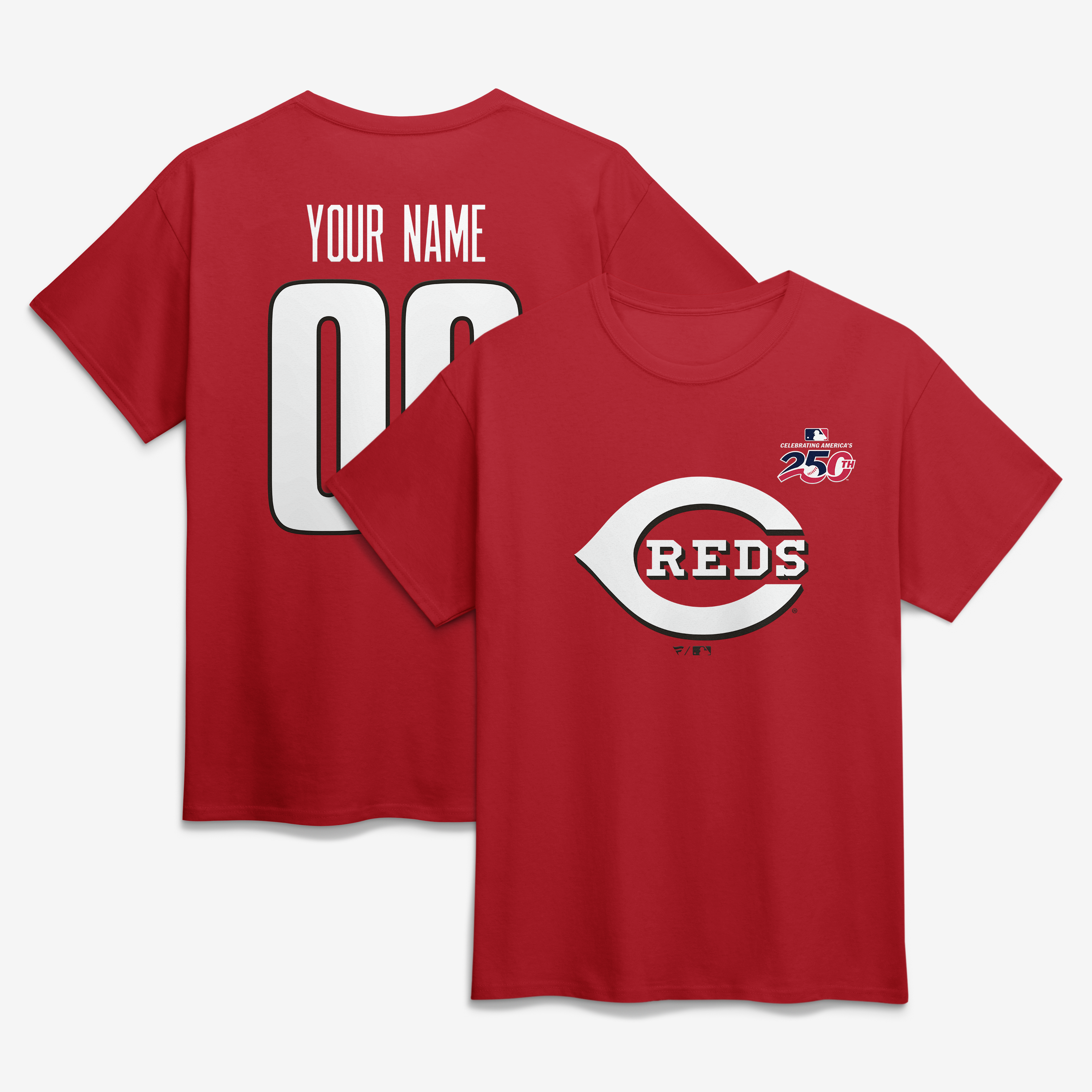 Men’s Red Cincinnati Reds Celebrating America’s 250th Personalized Name & Number T-Shirt Men’s Red Cincinnati Reds Celebrating America’s 250th Personalized Name & Number T-Shirt