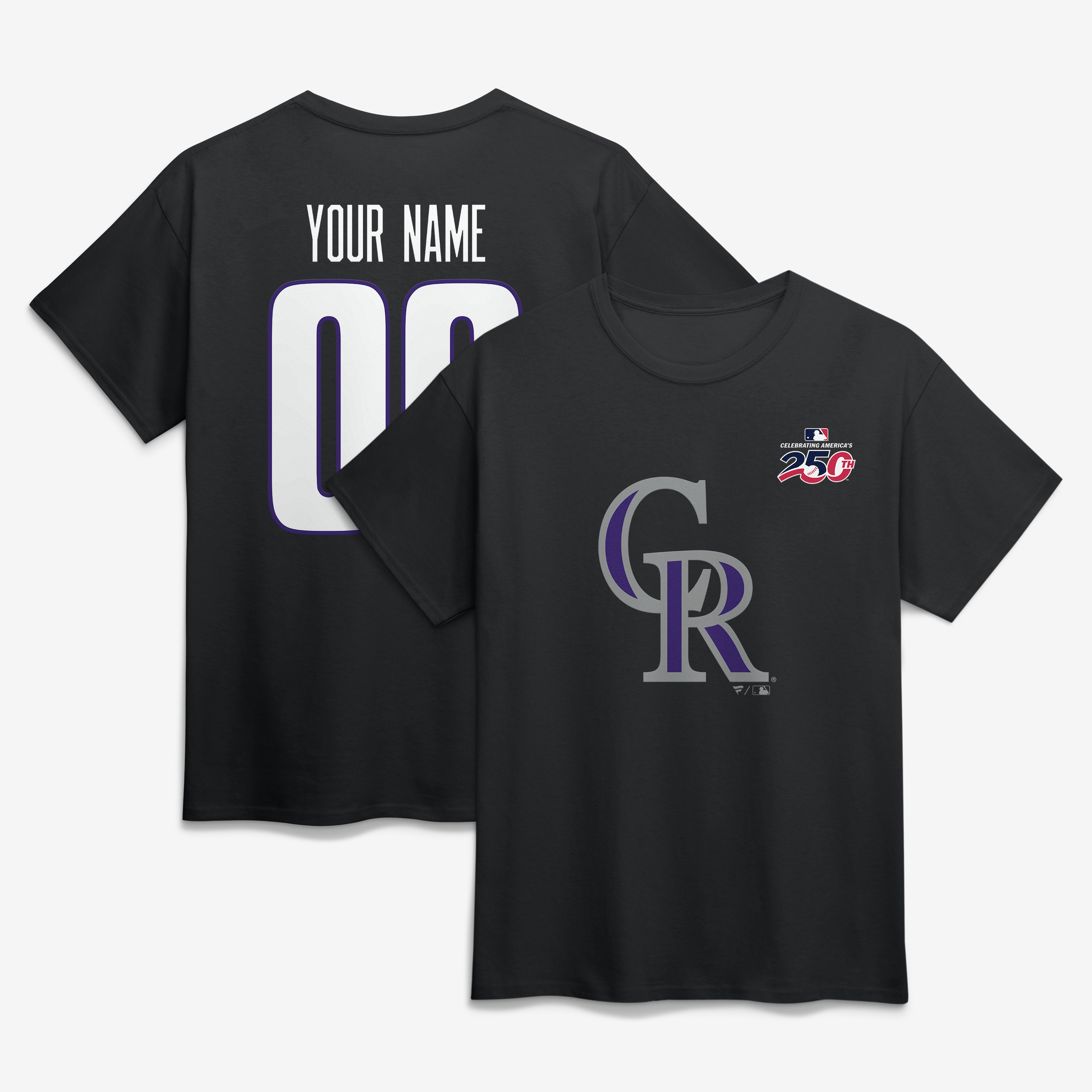 Men’s Black Colorado Rockies Celebrating America’s 250th Personalized Name & Number T-Shirt