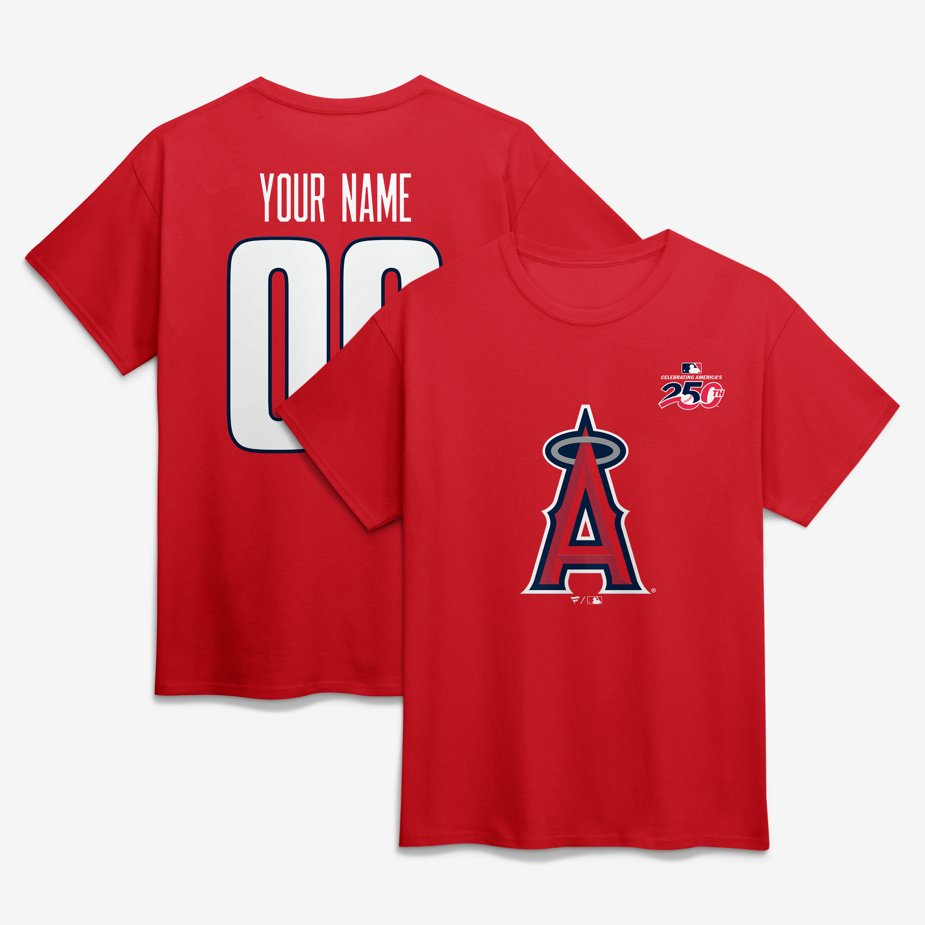Men's Red Los Angeles Angels Celebrating America's 250th Personalized Name & Number T-Shirt