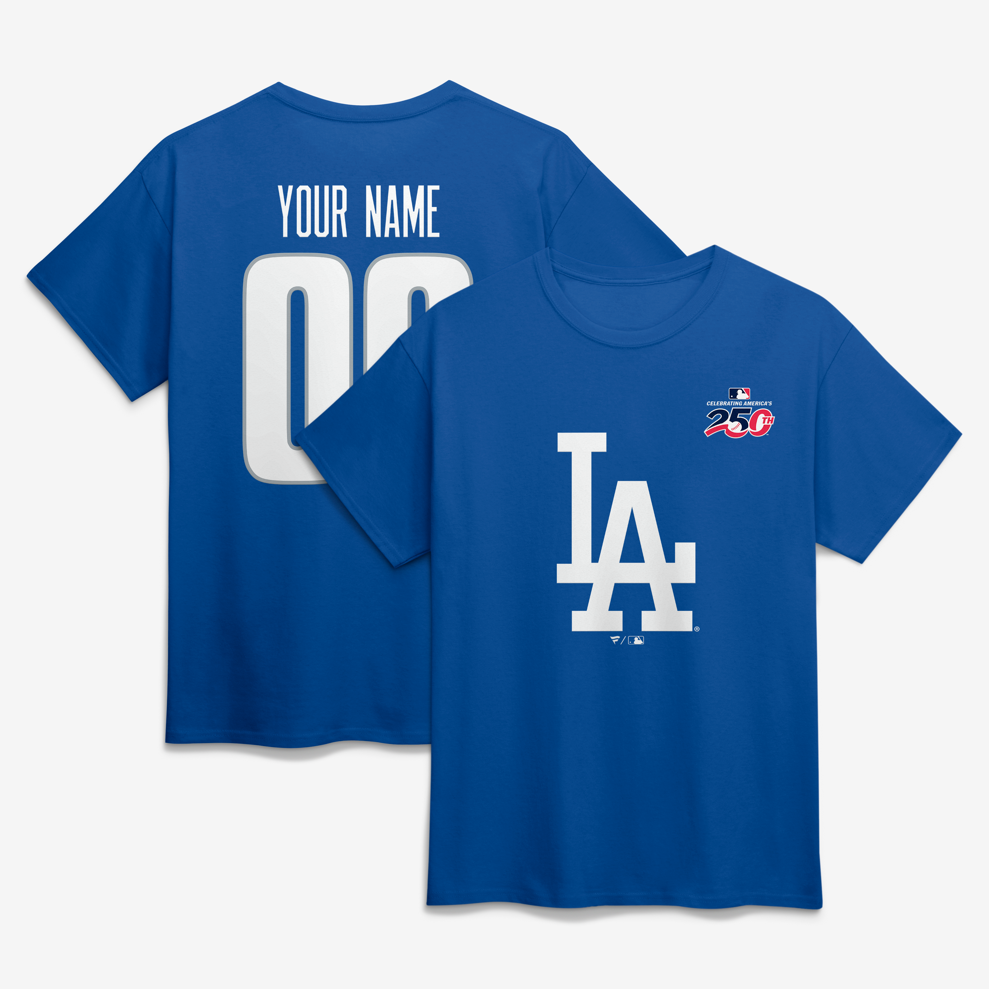 Men's Royal Los Angeles Dodgers Celebrating America's 250th Personalized Name & Number T-Shirt