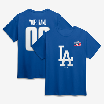 Men's Royal Los Angeles Dodgers Celebrating America's 250th Personalized Name & Number T-Shirt
