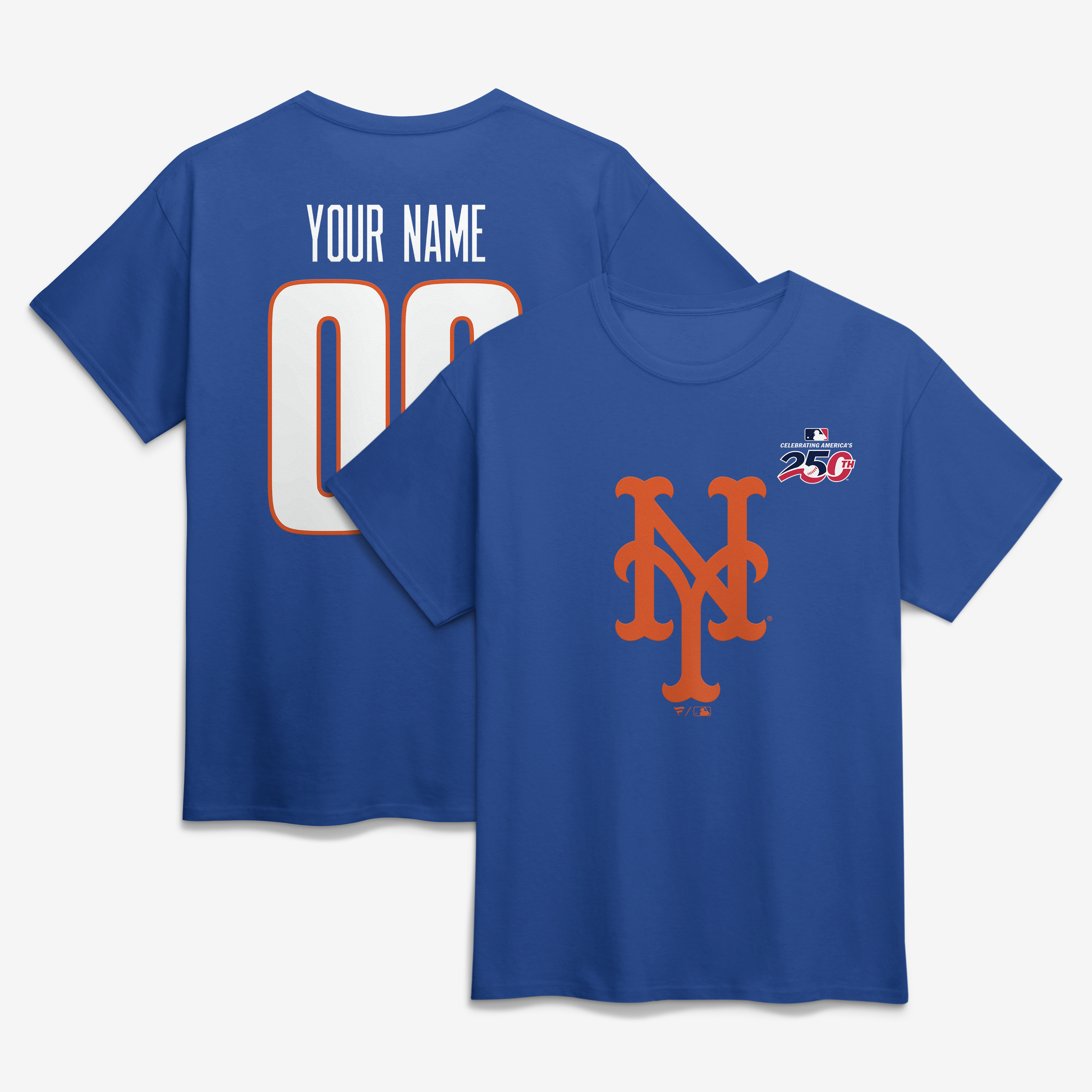 Men’s Royal New York Mets Celebrating America’s 250th Personalized Name & Number T-Shirt Men’s Royal New York Mets Celebrating America’s 250th Personalized Name & Number T-Shirt