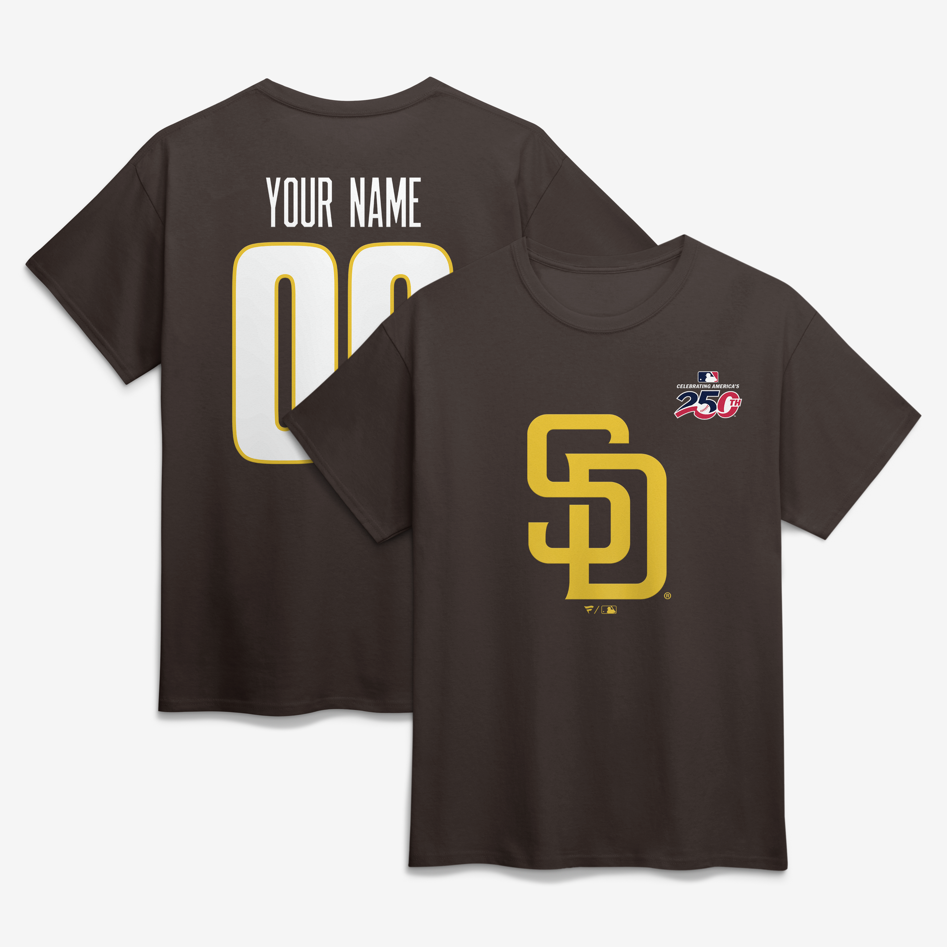 Men’s Brown San Diego Padres Celebrating America’s 250th Personalized Name & Number T-Shirt Men’s Brown San Diego Padres Celebrating America’s 250th Personalized Name & Number T-Shirt