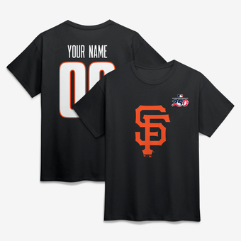 Men's Black San Francisco Giants Celebrating America's 250th Personalized Name & Number T-Shirt